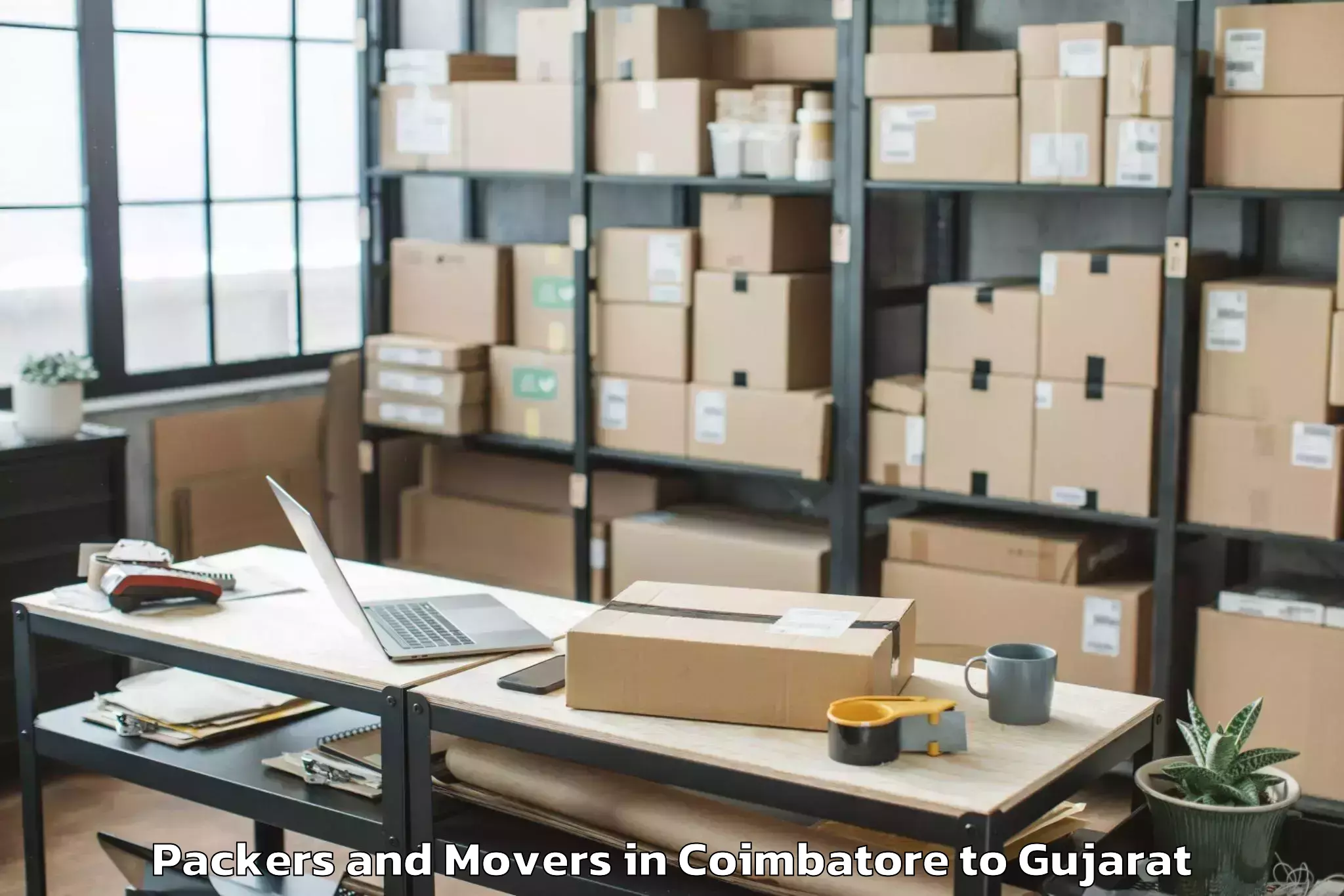 Coimbatore to Khambhaliya Packers And Movers Booking